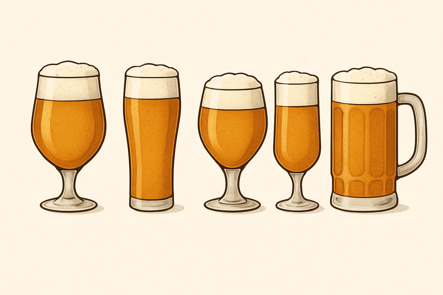 Overzicht van populaire soorten bierglazen met namen en bijbehorende biersoorten